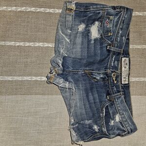 Hollister Distressed Denim Shorts - Blue